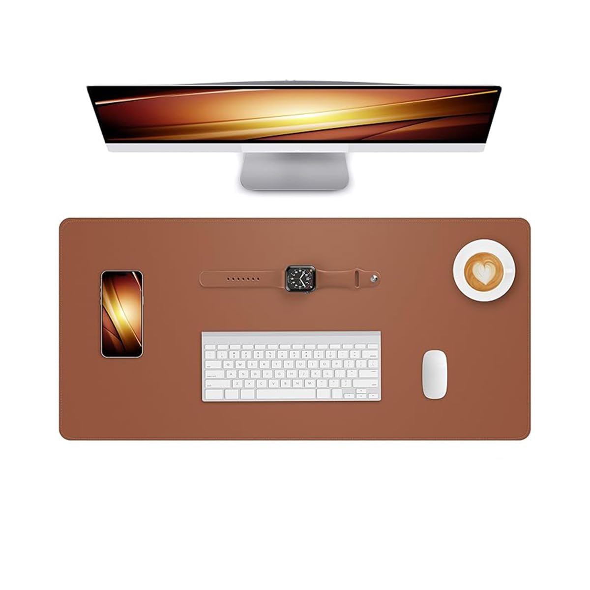 Leather Desk Mat Non-Slip 60x30cm Waterproof Laptop Computer Keyboard Large Mous