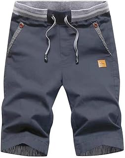 Tansozer Men's Shorts Casual Classic Fit Drawstring Summer Beach Shorts with Elastic Waist and Pockets