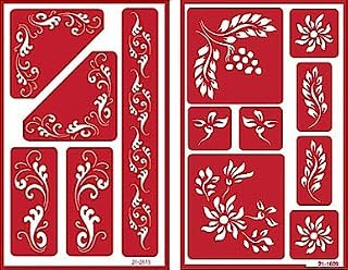 Over 'n' Over Reusable Self-Stick Etching Stencil for Glass (or Stamping) - Bundle of Two Sets - Fleur de Lis & Laurels
