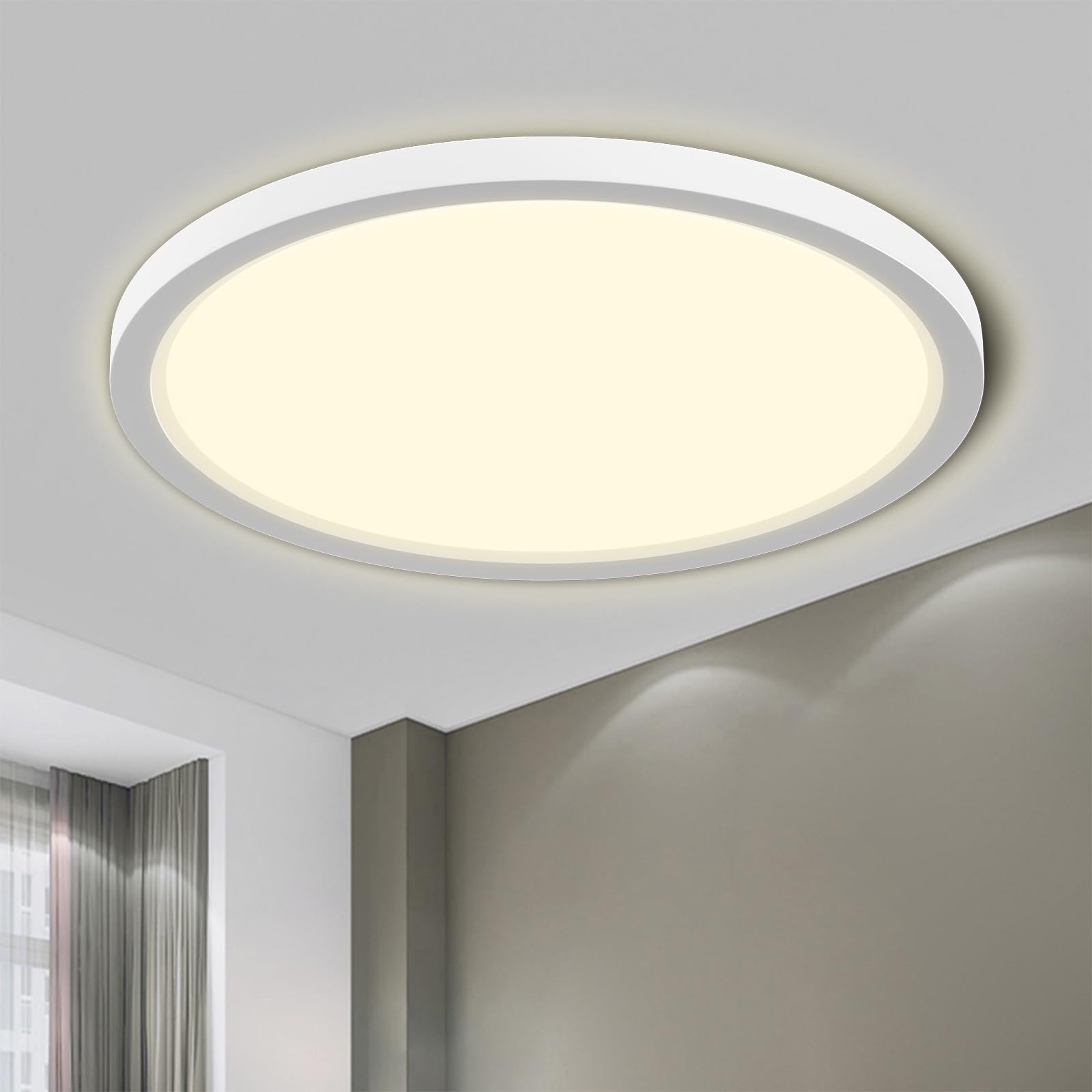 LQWELL LED ceiling light Ultra Slim White 22 cm 18W 4000K | Modern minimalist de