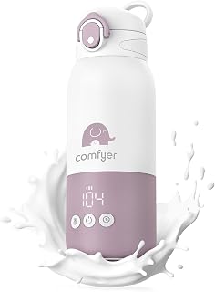 Comfyer BW01 Portable Milk Warmer for Travel, Portable Bottle Warmer with Fast Heating & Long Battery Life, Dual Heating for Breast Milk & Water, 12 Ounces Big Capacity, Car, Airplane Journey