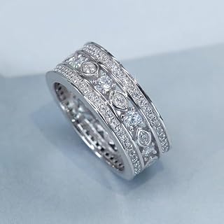 Women's Fashion Silver Colour Cubic Zirconia Rings for Everyday Life Versatile Trendy Jewelry