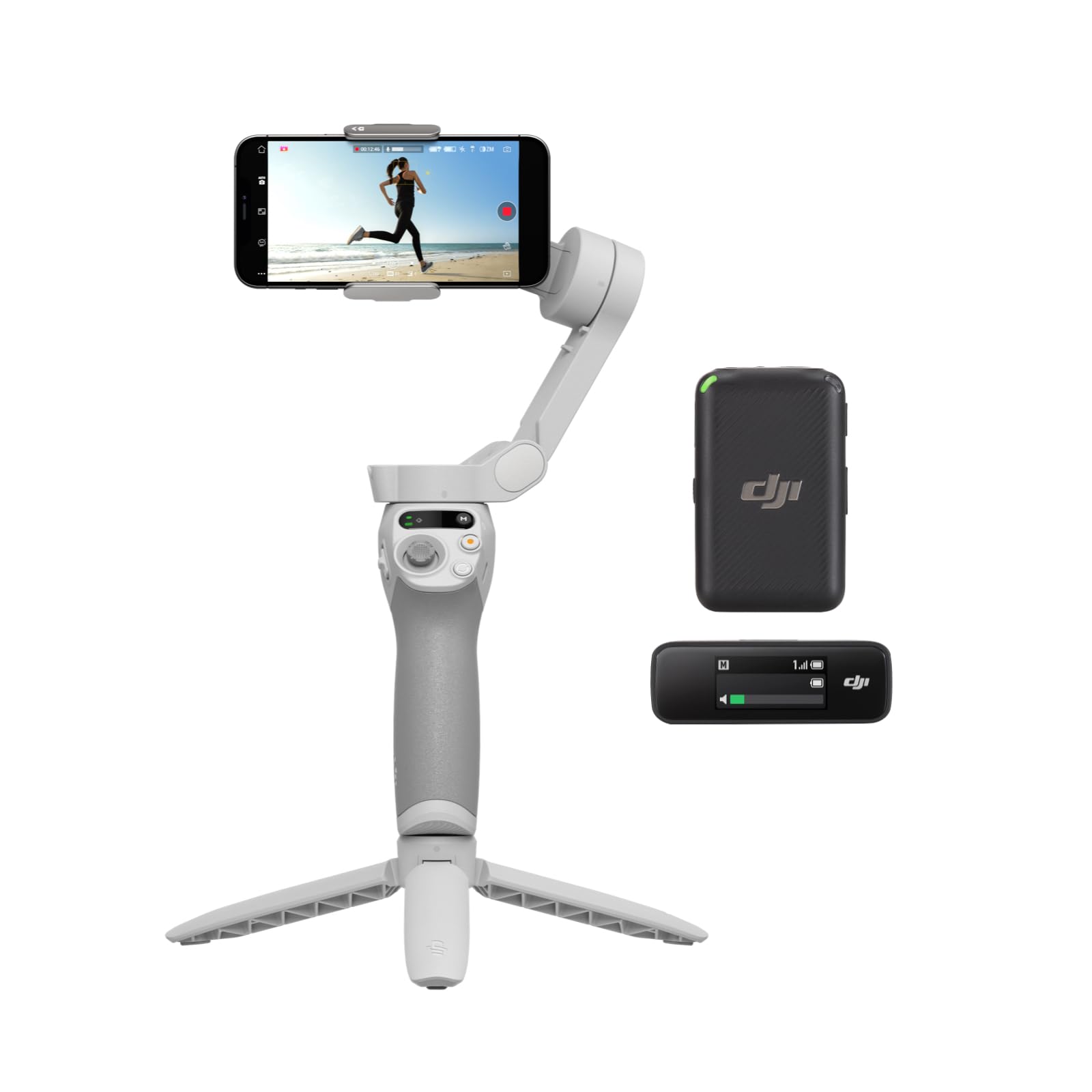 DJI Osmo Mobile SE + DJI Mic (1 Transmitter + 1 Receiver) Vlog Smart Gimbal 3-Ax