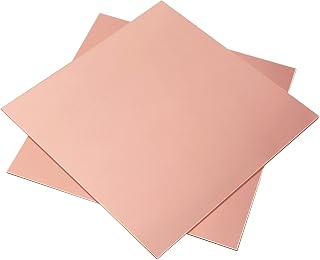 2 Pieces 99.9% Pure Copper Sheet, 6" x 6", 24 Gauge(0.5mm) Thickness, Film Attached Copper Plate, Great for Jewelry, Crafts, modelers