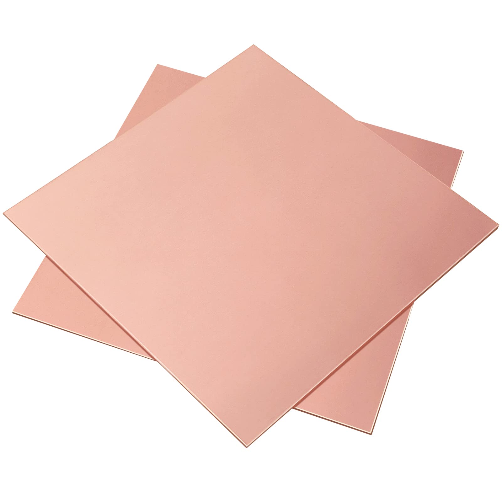 2 Pieces 99.9% Pure Copper Sheet, 6" x 6", 24 Gauge(0.5mm) Thickness, Film Attac