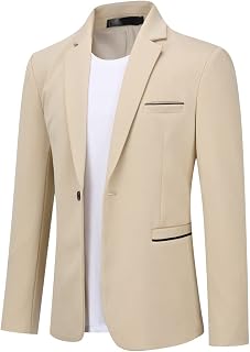 Allthemen Men's Blazer Suit Jacket Slim Fit One Button Jacket