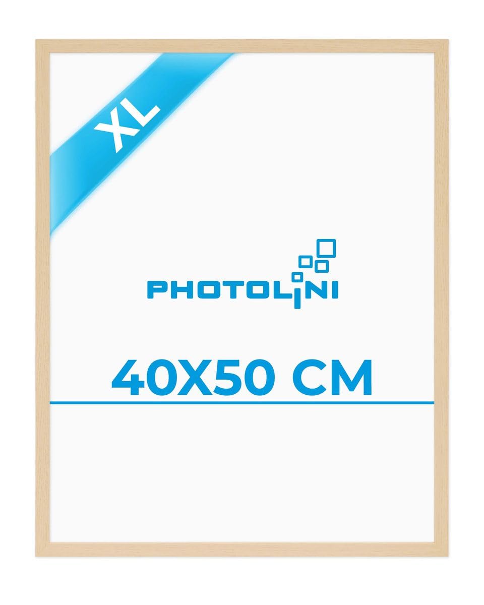PHOTOLINI Poster Picture Frame, 40 x 50 cm, Modern Natural, made of MDF with Acr