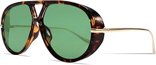 GUVIVI Retro Gold Aviator Sunglasses for Women Men Oversized 70s Glasses