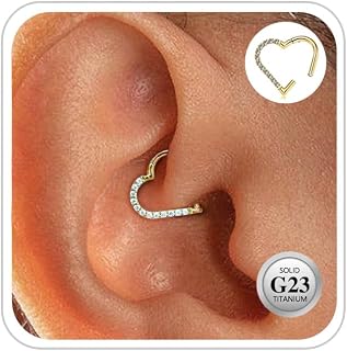 ESHIONER G23 Titanium Conch Piercing Jewelry Helix Hoop Septum Rook Tragus Piercing Nose Ring Hypoallergenic Hinged Segment Clicker 16G 8/10/12MM Silver Gold Double Hoop Cartilage Earrings for Women