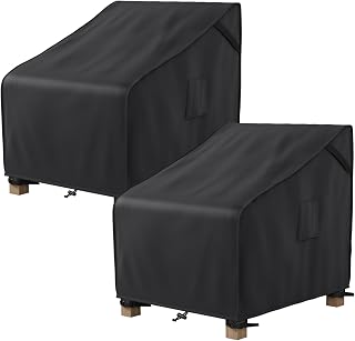 MR. COVER Patio Furniture Covers Waterproof, Outdoor Chair Covers for Rocking Chair, Fits up to 32W x 37D x 36H Inches, Ventilated Air Vents and Convenient Handles Included, Black, 2 Pack