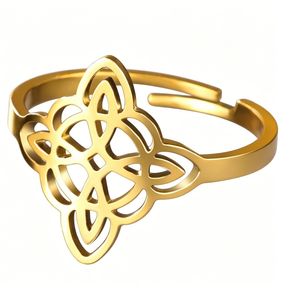 Stainless Steel Celtic Knot Irish Knot Adjustable Ring for Women Fashion Casual 