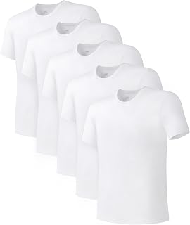 DAVID ARCHY Men's Bamboo Rayon Breathable Crew Neck Undershirts 3/5 Pack