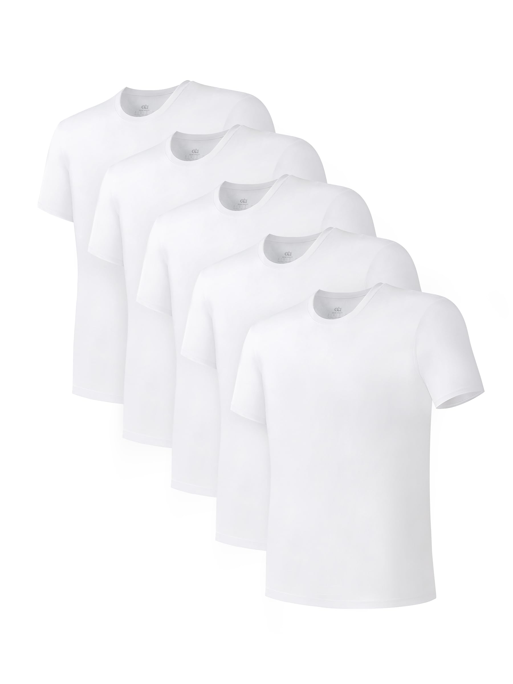 DAVID ARCHY Men's Bamboo Rayon Breathable Crew Neck Undershirts 3/5 Pack