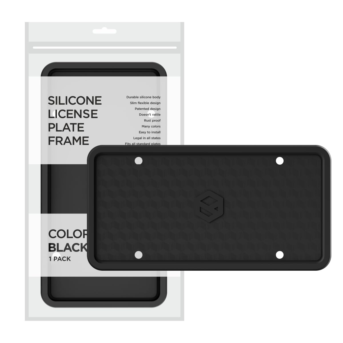Rightcar Solutions Silicone License Plate Frame, Black (1 Pack) | Rust Proof, Ra