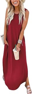 ANRABESS Womens Summer Maxi Dress Sleeveless Casual Sundress with Pockets