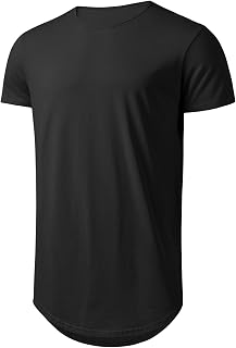 Big and Tall Mens Tshirts Longline Extra Long Shirts Hipster Reflective Line Scallop Tees Shirts Tops