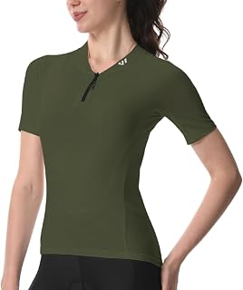 Wulibike Cycling Jersey Women's Half Zip Cycling Shirt Mountain Bike Cycling Jersey Breathable Road Bike Jersey Short Sleeves Women Bicycle Shirt 4 Pockets