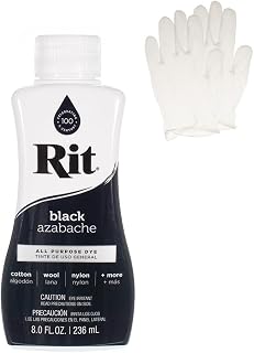 Rit Dye – Liquid Fabric Dye for Crafting, Clothing, and Décor – 8 oz. Bottle – Black (Gloves Included)
