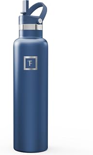IRON °FLASK 24 oz Narrow Mouth Water Bottle with Straw | Insulated Stainless Steel Sports Water Bottle with Leakproof Straw Lid - BPA Free, Cold 24 Hrs, Sweat Free (Twilight Blue)
