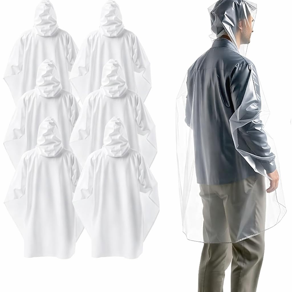 TK-Gruppe 8 Pack Waterproof Transparent Hooded Ponchos Festival Camping Cycling 