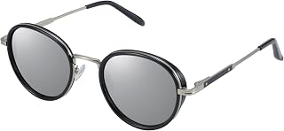 ZENOTTIC Retro Round Polarized Steampunk Sunglasses for Men Women-Circle Vintage Design Metal Frame UV400 Shades
