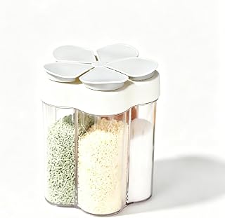 5 in 1 Kitchen Condiment Box, Grey Spice Storage Container, Salt Shaker, Condiment Jar, Camping Spice Container, Travel Seasoning Shaker Set for Home, Kitchen, Camping, Travel, Everyday Storage