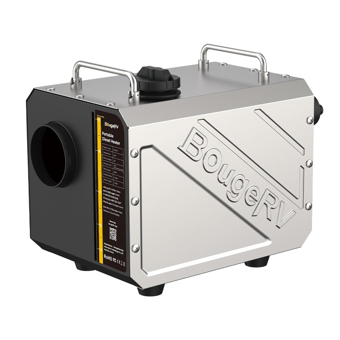BougeRV 5kW Diesel Heater, All-in-One 110V/12V Portable Diesel Heater | 8-Min Fa