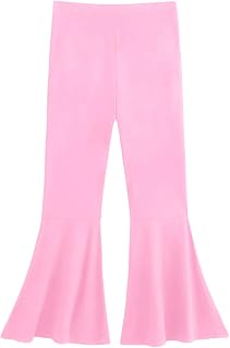 WDIRARA Girl's Flare Pants High Waisted Elastic Waist Bell Bottom Casual Pants