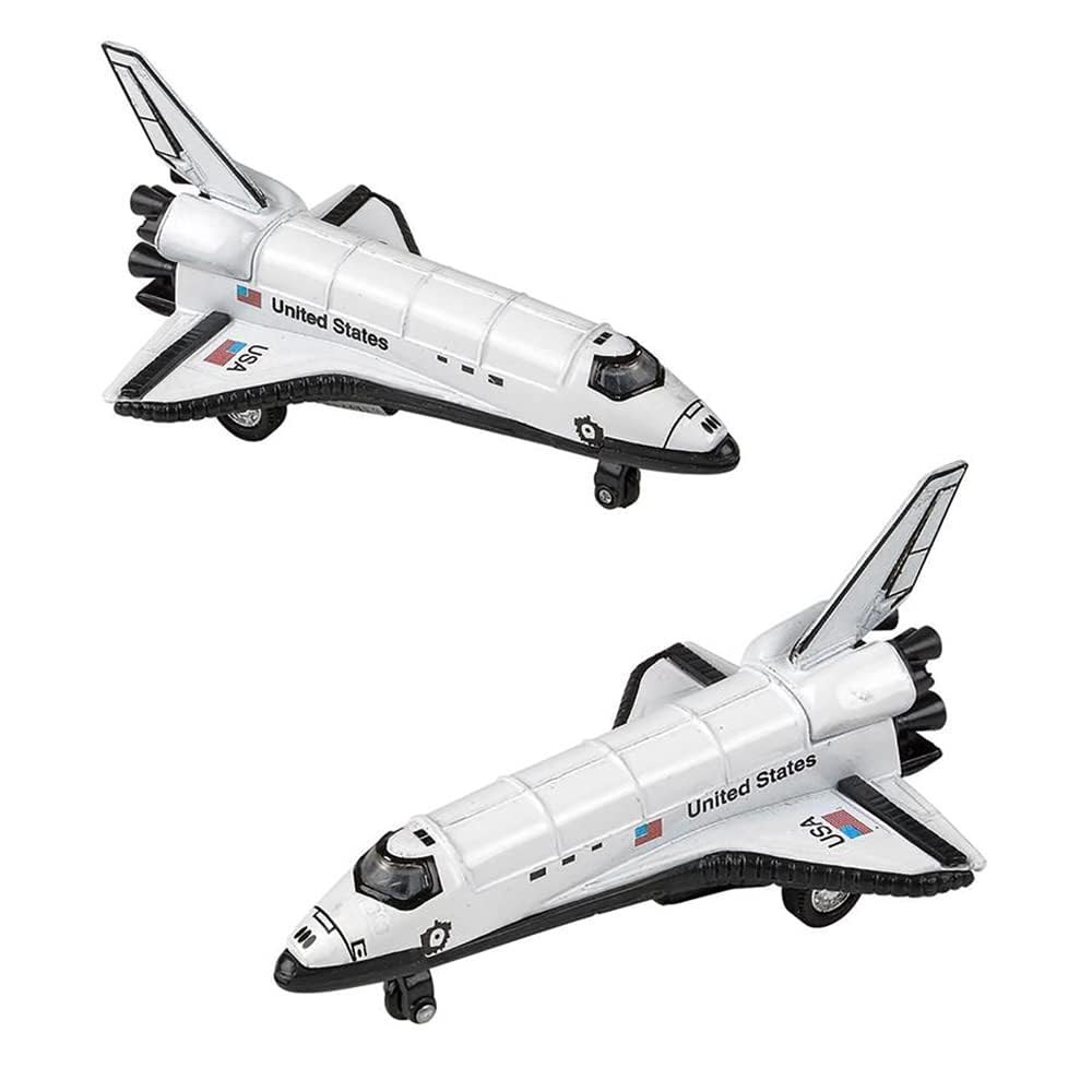 2-Pack Space Shuttle USA, Diecast Pullback Metal Toy for Children, Boys and Girl
