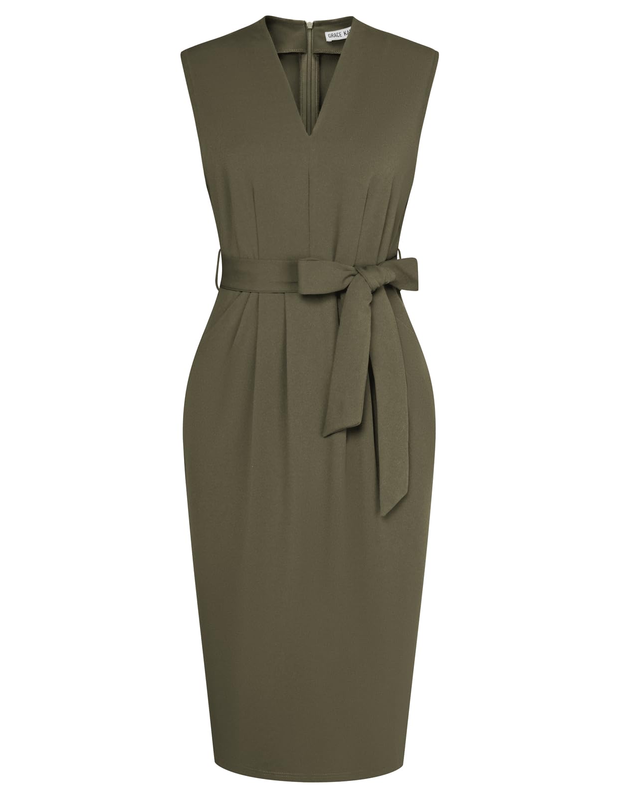 GRACE KARIN Women's Bodycon Knee Length Sleeveless Dress with Pockets
