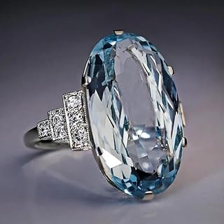 White Gold Plated Blue Cubic Zirconia Engagement Ring Wedding Promise Evening Party Anniversary Valentine's Day Eternity Gifts for Women