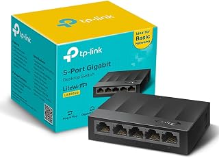 TP-Link LS1005G 5-Port Desktop/Wallmount Gigabit Ethernet Switch/Hub, Network Splitter, Plug and play, Plastic Case