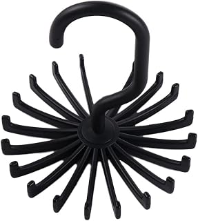 Clothes Hanger 360 Degree Rotation 20 Prong Home Storage Tie Belt Scarf Hanging Bathroom Accessories (Black)