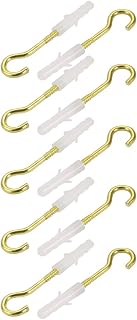 10pcs 6mm x 30mm Drywall Self Drilling Anchors with Brass Plated Screw Hook Eye