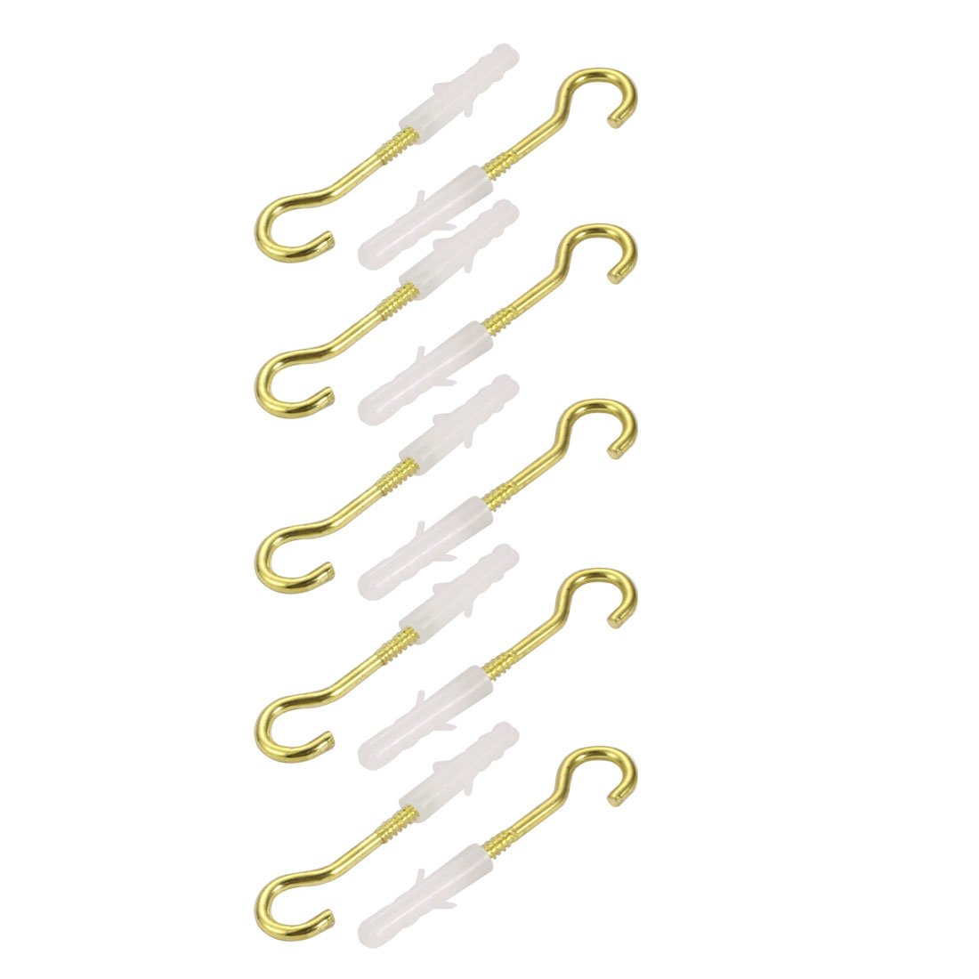 10pcs 6mm x 30mm Drywall Self Drilling Anchors with Brass Plated Screw Hook Eye