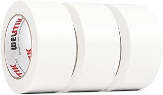 WELSTIK Professional Duct Tape 3 Pack 48mm x 27m Waterproof Tape Fabric Coloured Gaffer Tape for Repairs, DIY, Crafts, Indoor and Outdoor Use,White