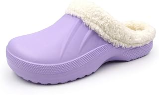 AMOJI Zuecos Forrados Zapatos de jardín para Hombre Zuecos de jardinería para Mujer Piel
