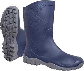 DUNLOP Dee - Stivali di gomma impermeabili per uomo e donna - Stivali da pioggia leggeri - punta morbida - polpaccio largo - PVC - colore verde/nero - taglie 37
