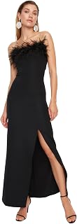 Trendyol Vestido de Noche Tejido Ajustado para Mujer Vestido de Noche Tejido Ajustado para Mujer Mujer (Pack de 1)