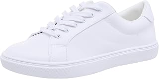Feversole Women's Featured PU Leather Lace-Up Sneaker,Zapatillas Deportivas con Cordones en Piel sintética para Mujer