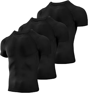 Niksa 3 Pieces Men's T-Shirt, Short-Sleeved Breathable Quick Drying Compression for Men, Sports for Running, Jogging, Fitness and Gym
