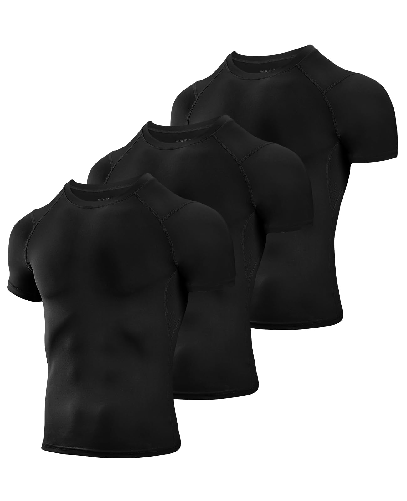 Niksa 3 Pieces Men's T-Shirt, Short-Sleeved Breathable Quick Drying Compression 