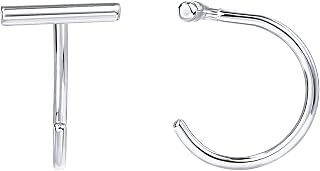 PAVOI Small Half Hoop Earrings, 14K Gold Plated Backless Earrings for Women