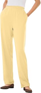 Woman Within 7 Day Knit Straight Leg Stretch Elastic Waist Petite Long Pants