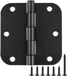 TDCHINGES Rounded Matte Black Door Hinges 3.5 Inch 5/8" Radius Flat 30 Pack | Interior 3 1/2" Bifold Residential Standard Bedroom Indoor for Doors Hardware Control House Home Decor Essentials Accessories