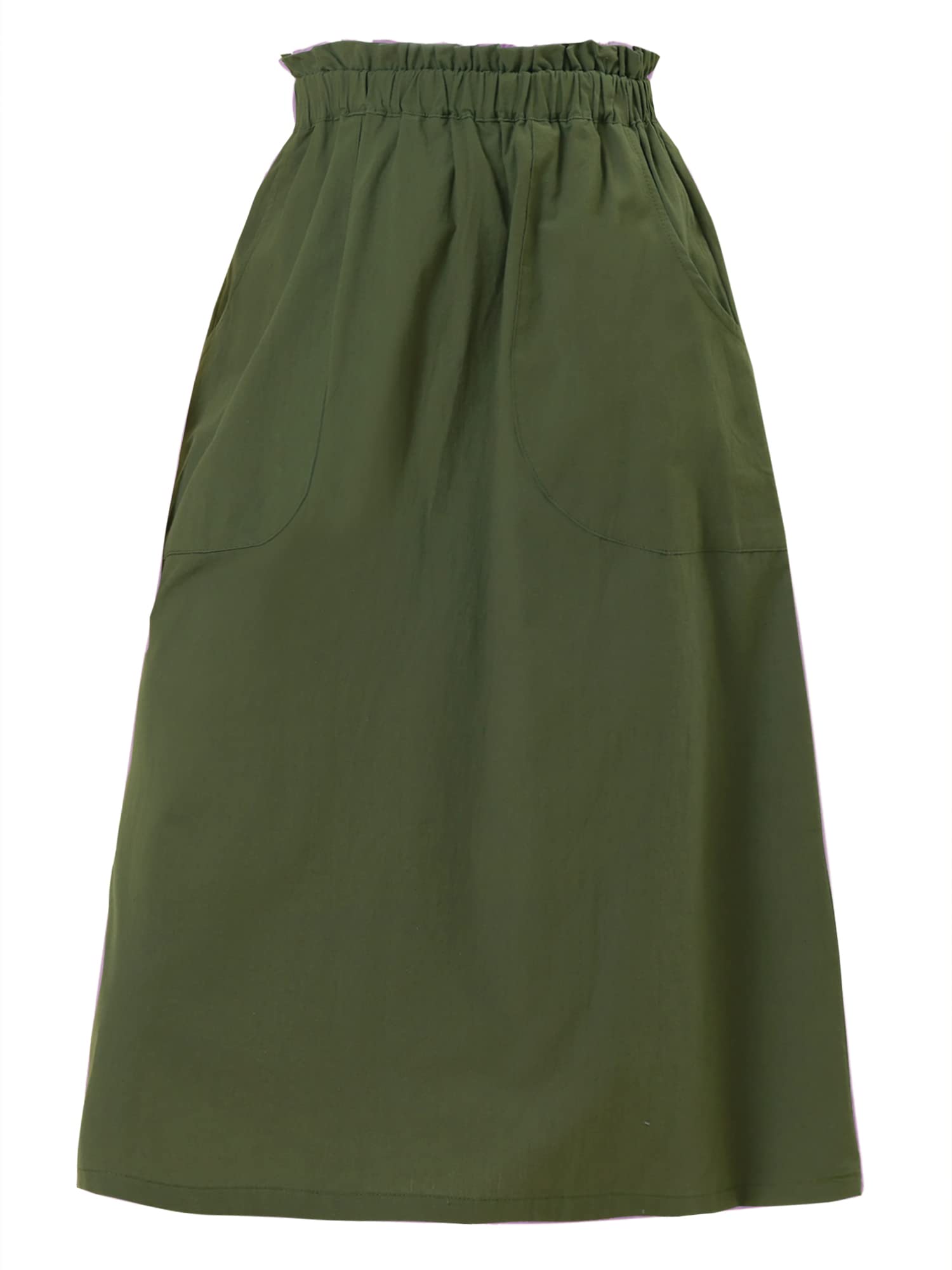 Allegra K Women's Cotton A-Line Skirt Elastic High Waist Casual Midi Skirts