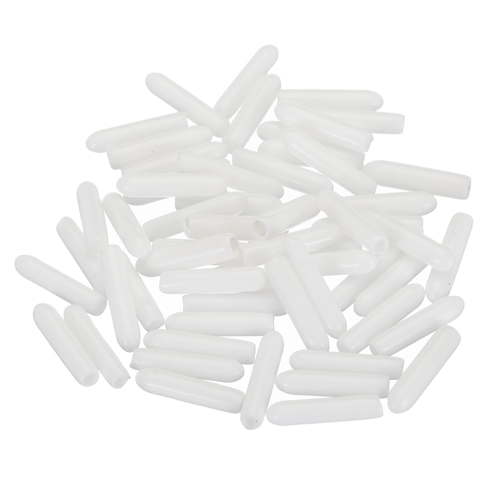 50 Pcs Rubber End Caps 2.5mm White 1/8" Vinyl Round Tube Thread Caps