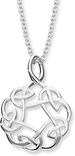 ORTAK 925 Sterling Silver Handmade Pendant Necklace Lightweight Round Celtic Knots Artwork Inspired High Polished Celtic Fine Jewellery Made In Scotland