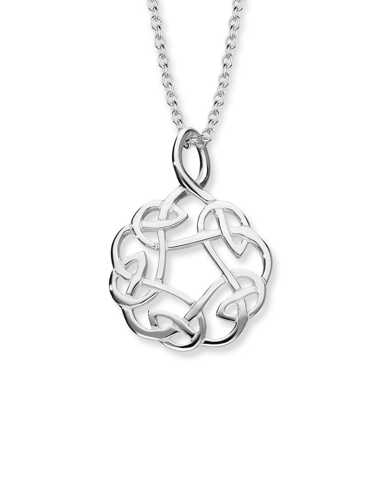 ORTAK 925 Sterling Silver Handmade Pendant Necklace Lightweight Round Celtic Kno
