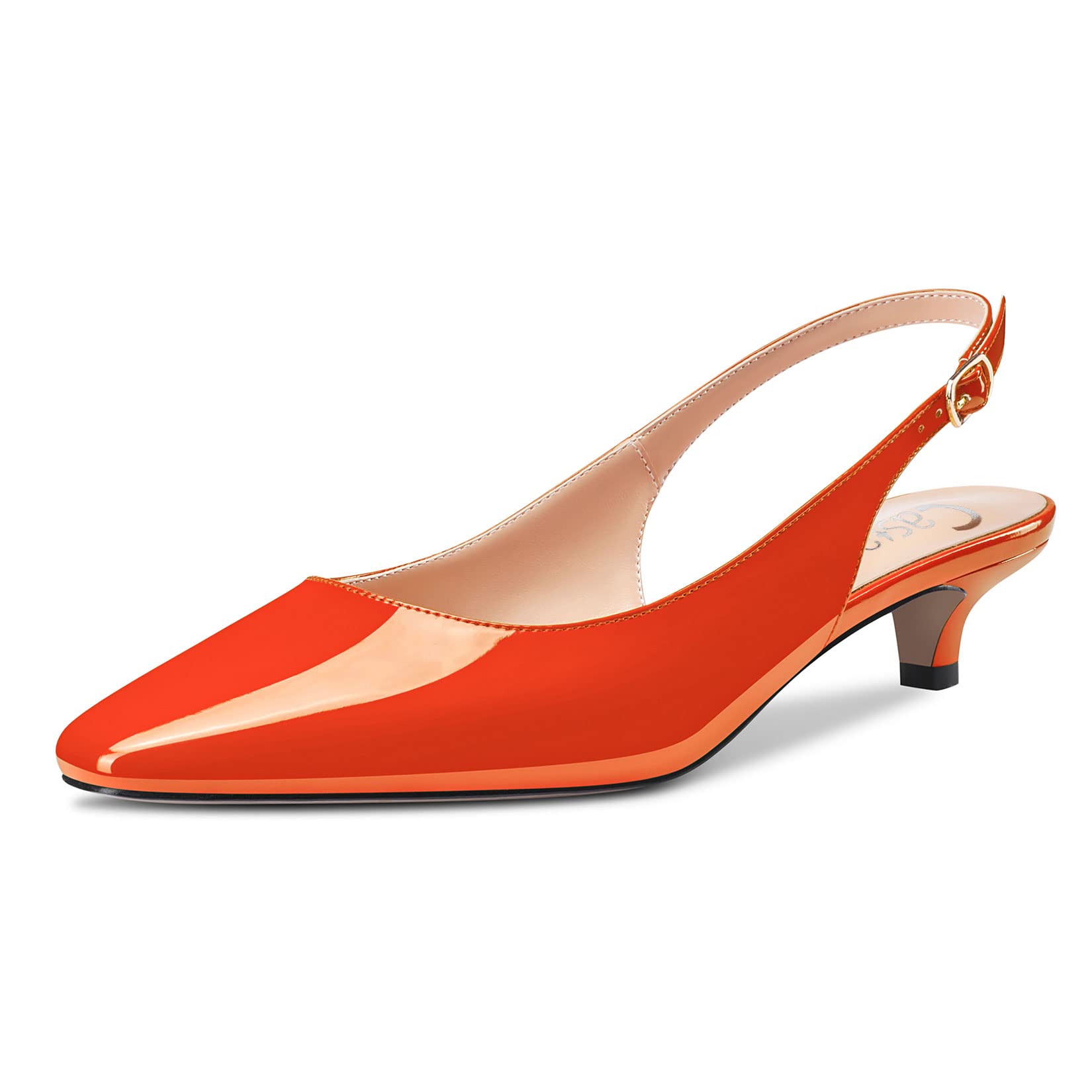 Castamere Women's Stiletto Low Kitten Heel Closed Square Toe Cap Slingback Pumps